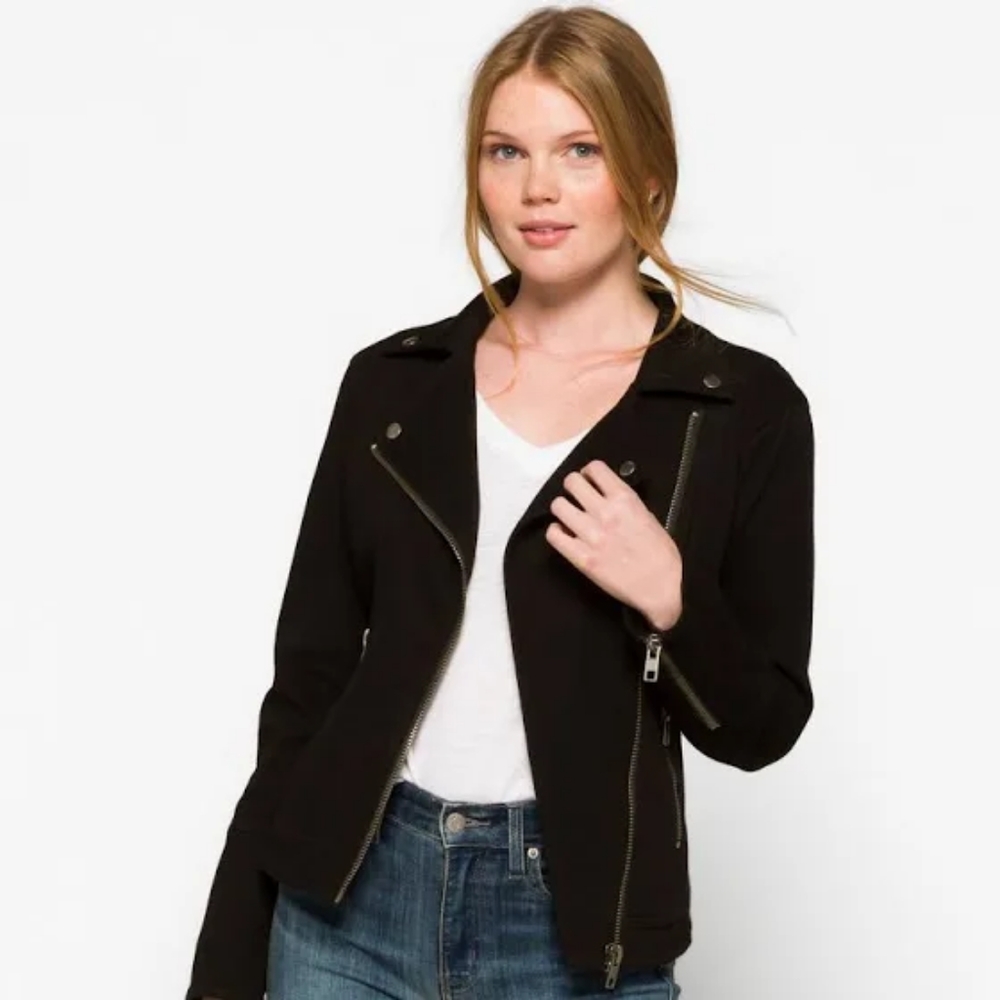 Liverpool Women's Bradford Moto Jacket Asymmetrical Zipper Black Size Small EUC